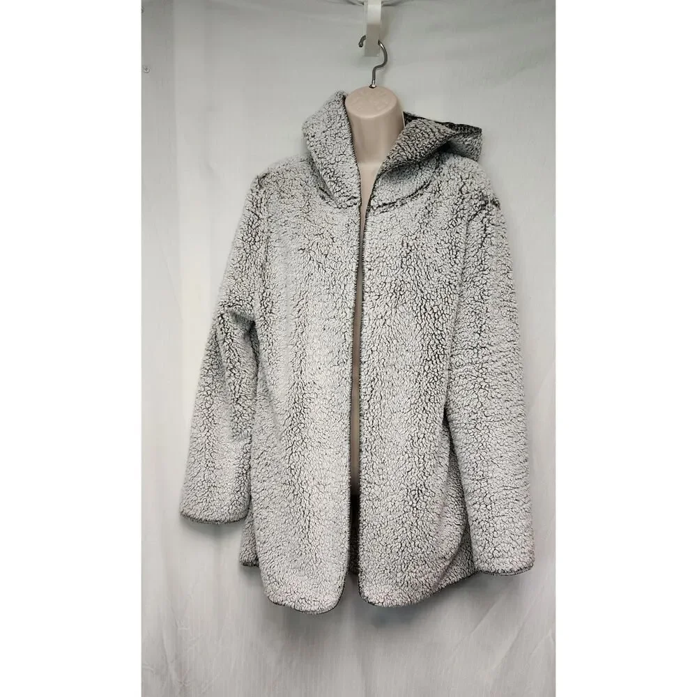 Victoria's Secret Fleece Gray Open Hooded Jacket Size M/L